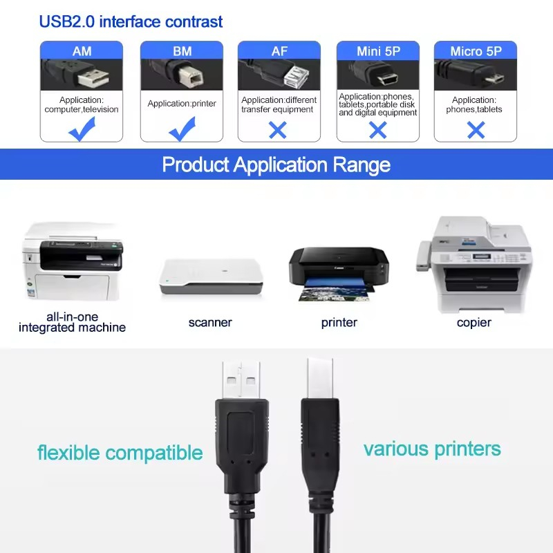 USB Printer Cable Type B Male  - Diy Electronics Wire 评论和价格