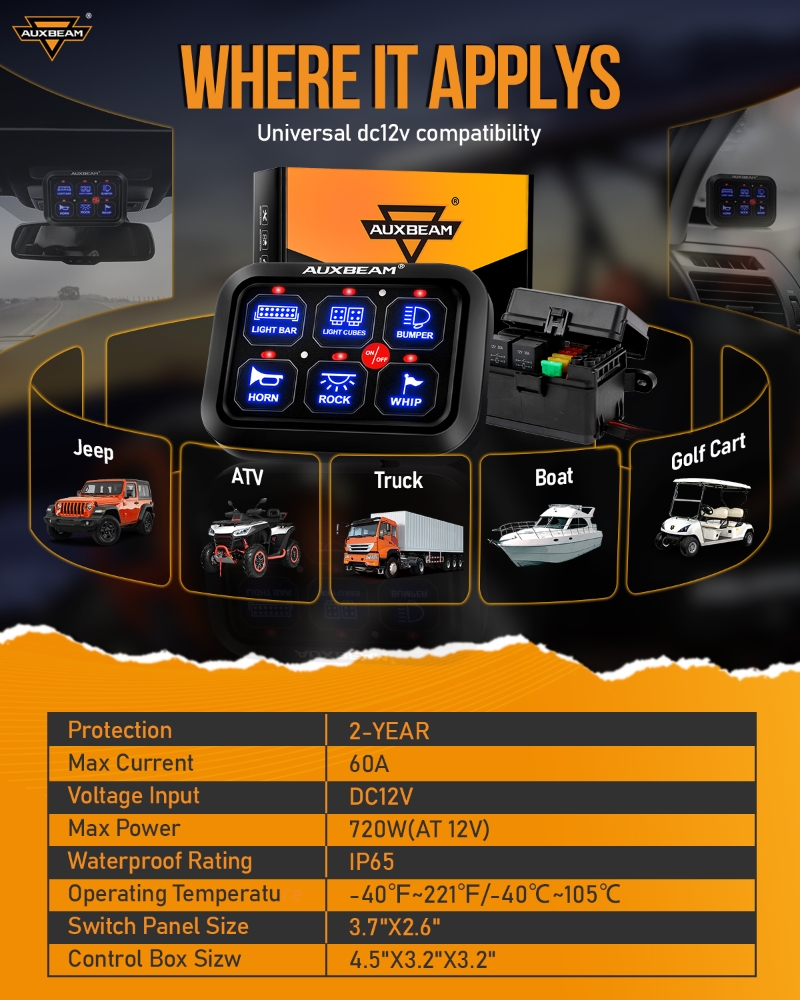 AUXBEAM 720W Universal Switch  - Diy Boat Electronics 评论和价格